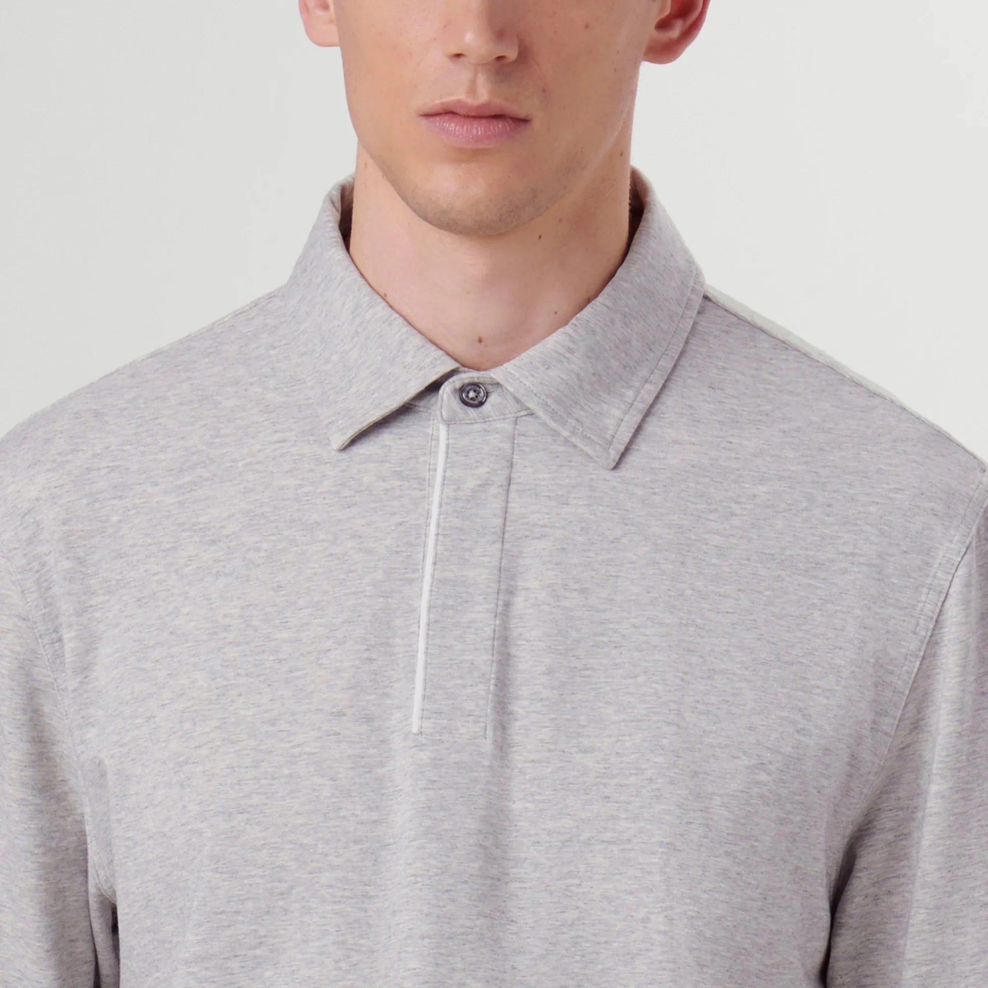 Bugatchi Long-sleeved Polo Shirt CF2005K85 Cement sold by J&Z Couture product image thumbnail 2