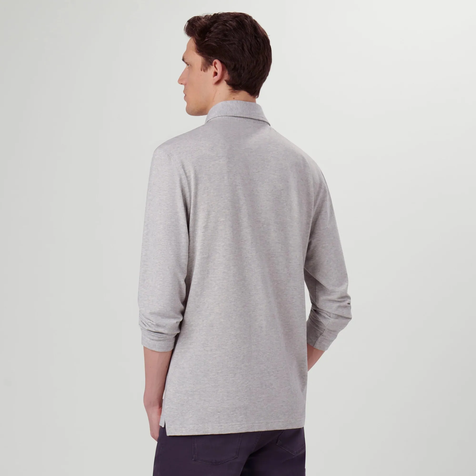 Bugatchi Long-sleeved Polo Shirt CF2005K85 Cement sold by J&Z Couture product image thumbnail 5