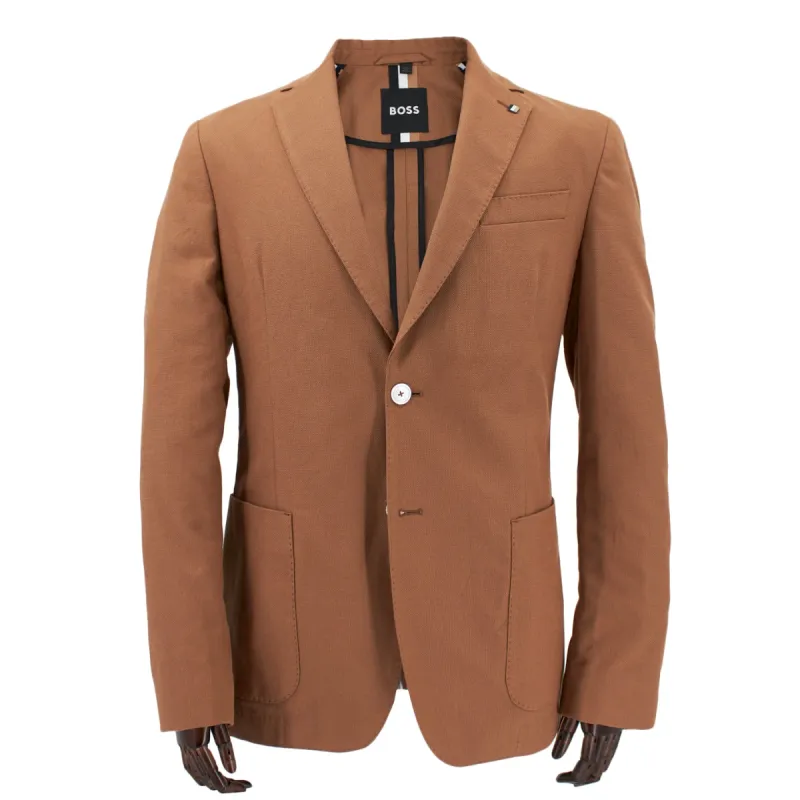 BOSS Men's Slim-Fit Jacket in Performance-Stretch Fabric in Rust Orange  50468918-260 made by Hugo Boss