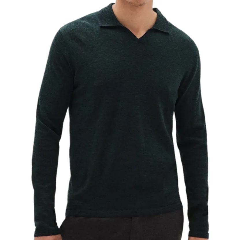 Robert Barakett Hollow Wood Open Collar Polo RB32192 DPGN sold by J&Z Couture