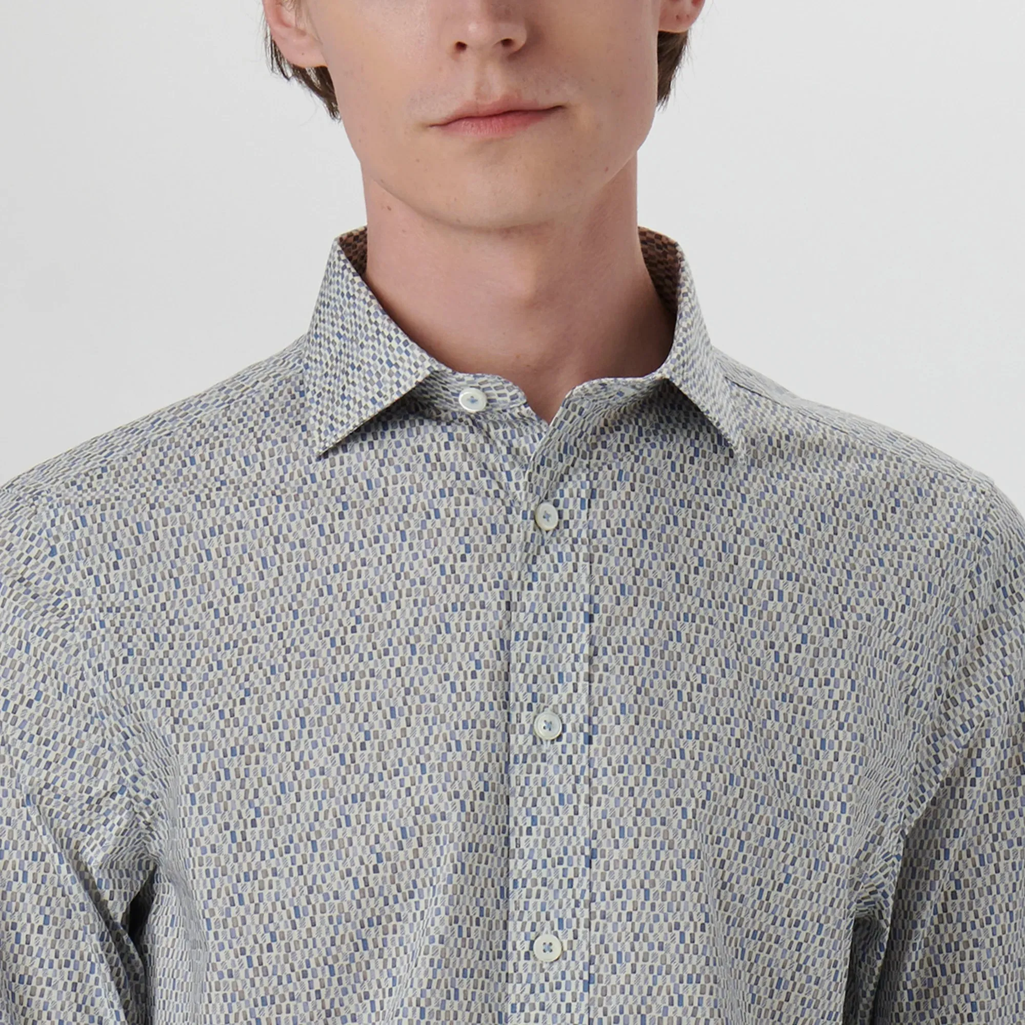 Bugatchi Axel Mosaic Print Shirt - CS3190L7S Cement sold by J&Z Couture product image thumbnail 3