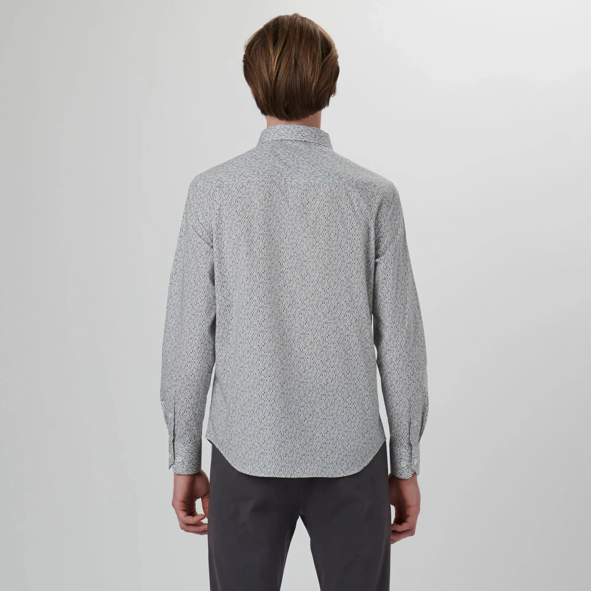 Bugatchi Axel Mosaic Print Shirt - CS3190L7S Cement sold by J&Z Couture product image thumbnail 4