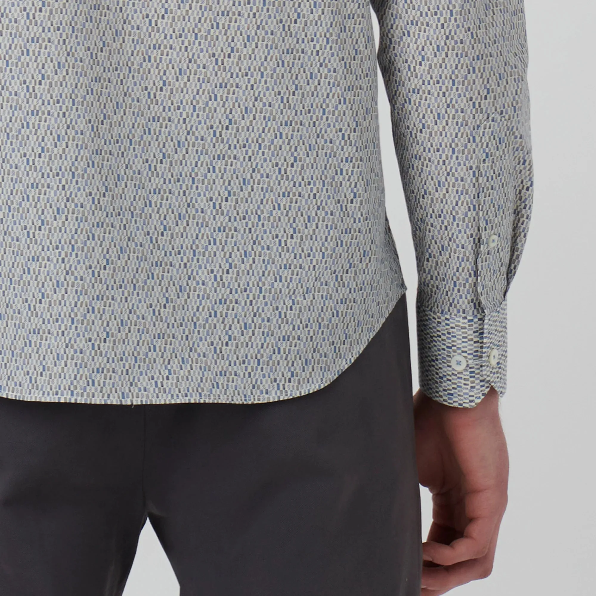 Bugatchi Axel Mosaic Print Shirt - CS3190L7S Cement sold by J&Z Couture product image thumbnail 5