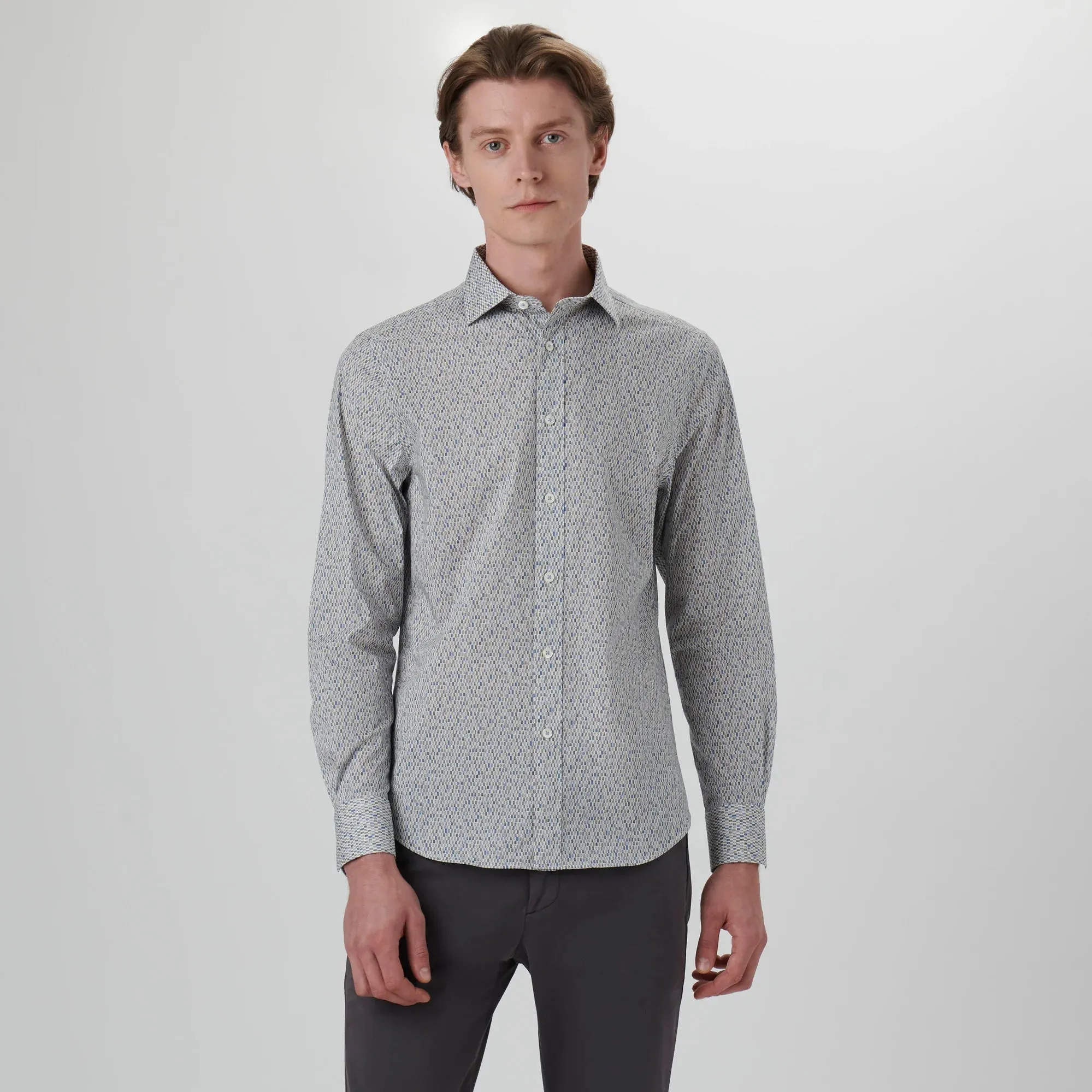 Bugatchi Axel Mosaic Print Shirt - CS3190L7S Cement sold by J&Z Couture product image thumbnail 2