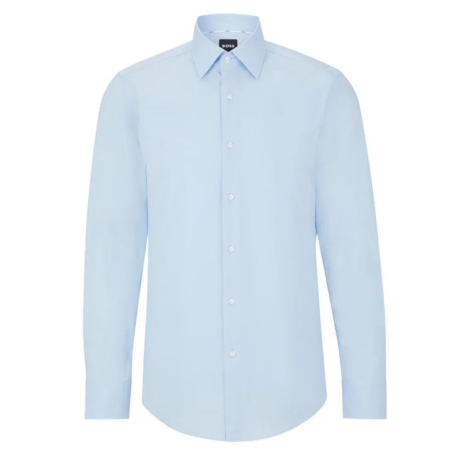 BOSS Men's Slim-Fit Shirt in Easy-Iron Stretch-Cotton Poplin in Light Blue 50469345-452 sold by J&Z Couture