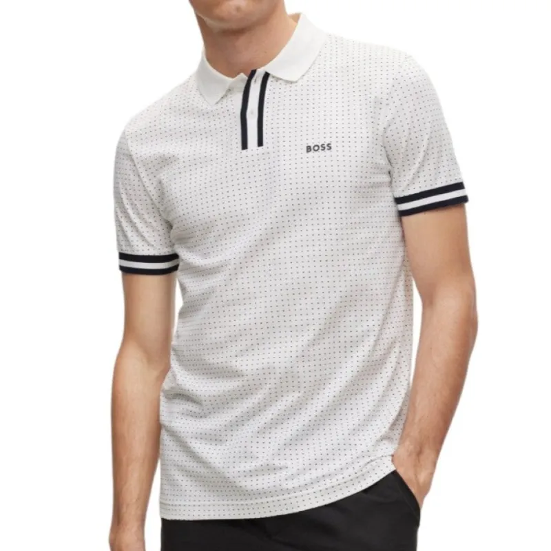 BOSS Regular-Fit Polo Shirt in Stretch-Cotton Piqué 50508536-100 White sold by J&Z Couture