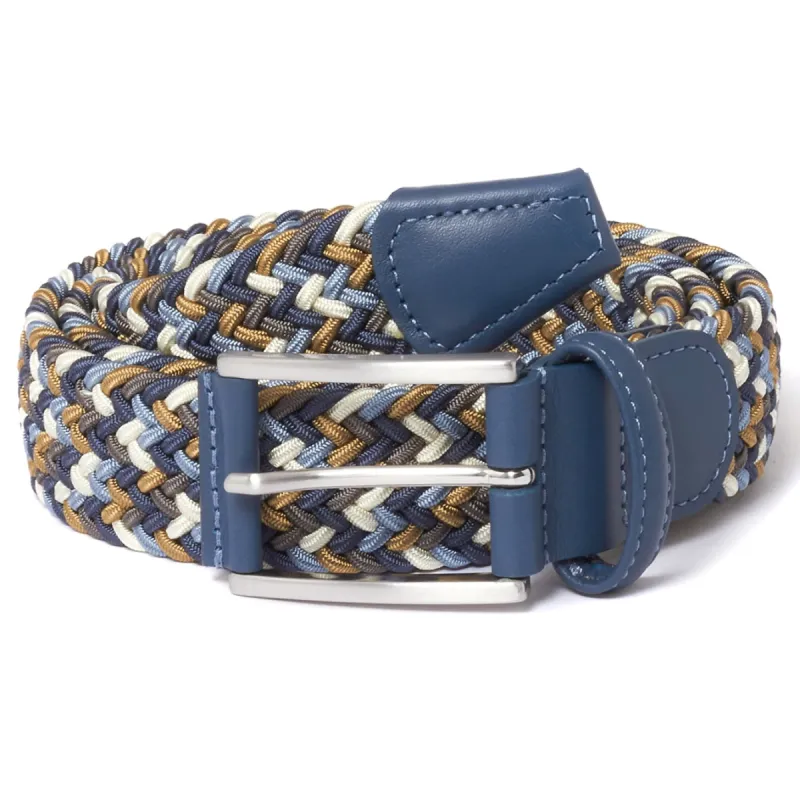 Anderson's Leather-Trimmed Woven Elastic Belt - Tan, Cream, Blue, & Gray  B0667NE41AF2620 sold by J&Z Couture