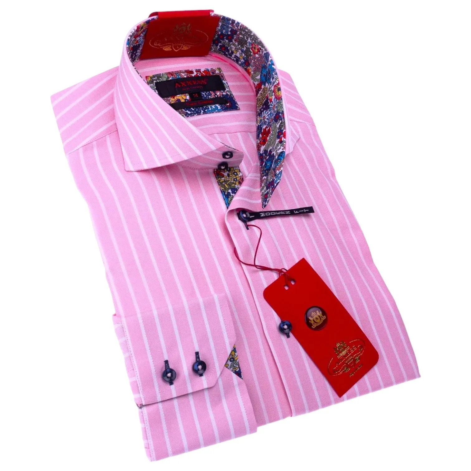 Axxess Shirt Modern Fit Shirt In Pink 224-10 sold by J&Z Couture