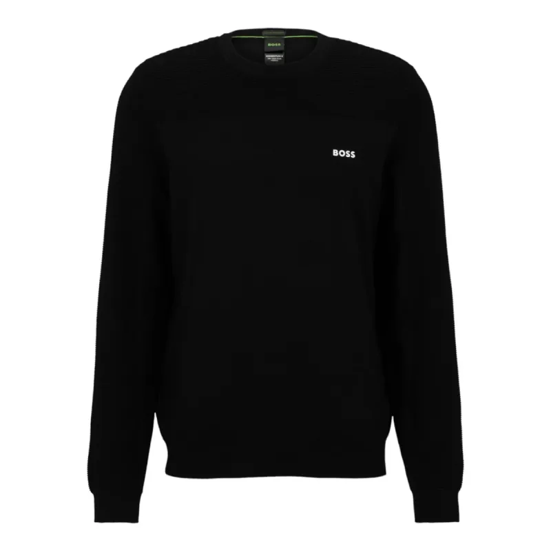 BOSS Crew Neck Sweater with Brand Accent Made from Moisture-Regulating, Flexible Materials  50498559-001 sold by J&Z Couture