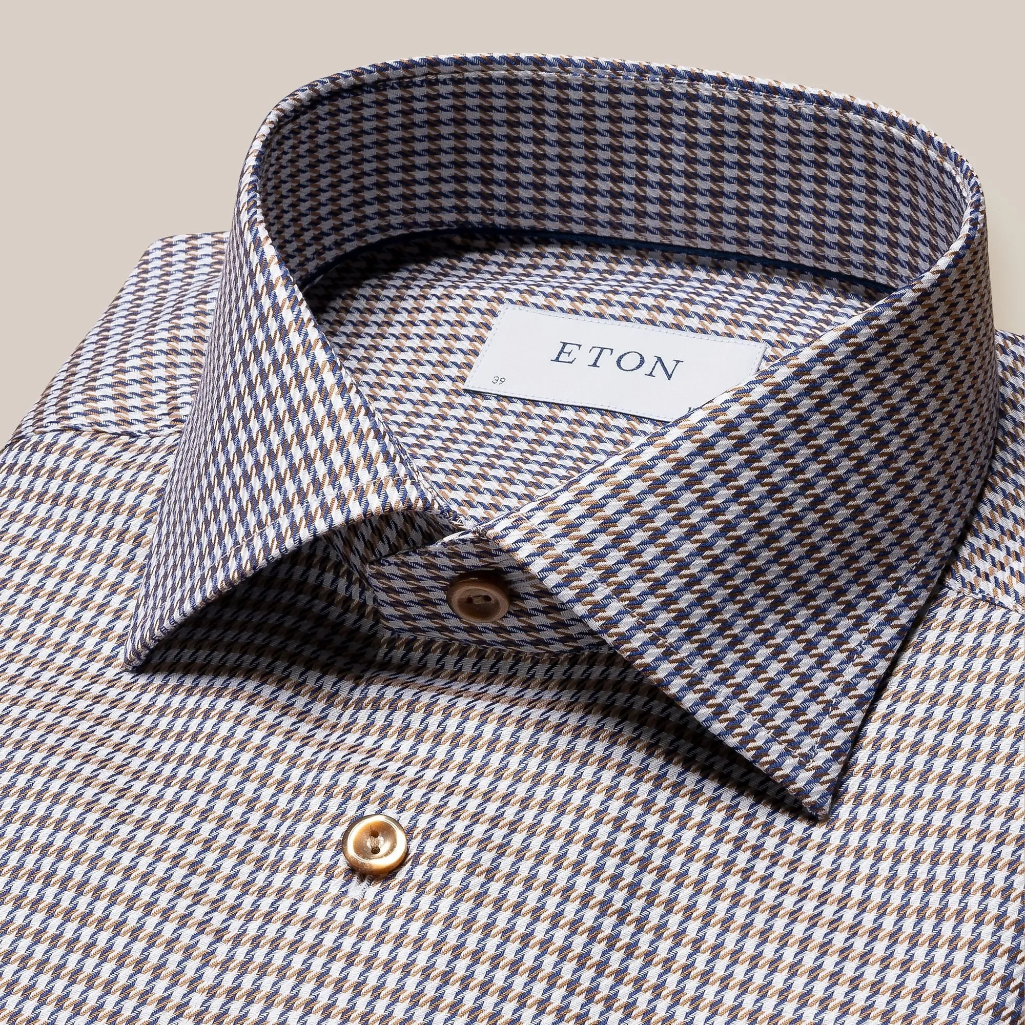 Eton Brown Houndstooth Signature Twill Contemporary Fit Shirt 100010464 35 sold by J&Z Couture product image thumbnail 2