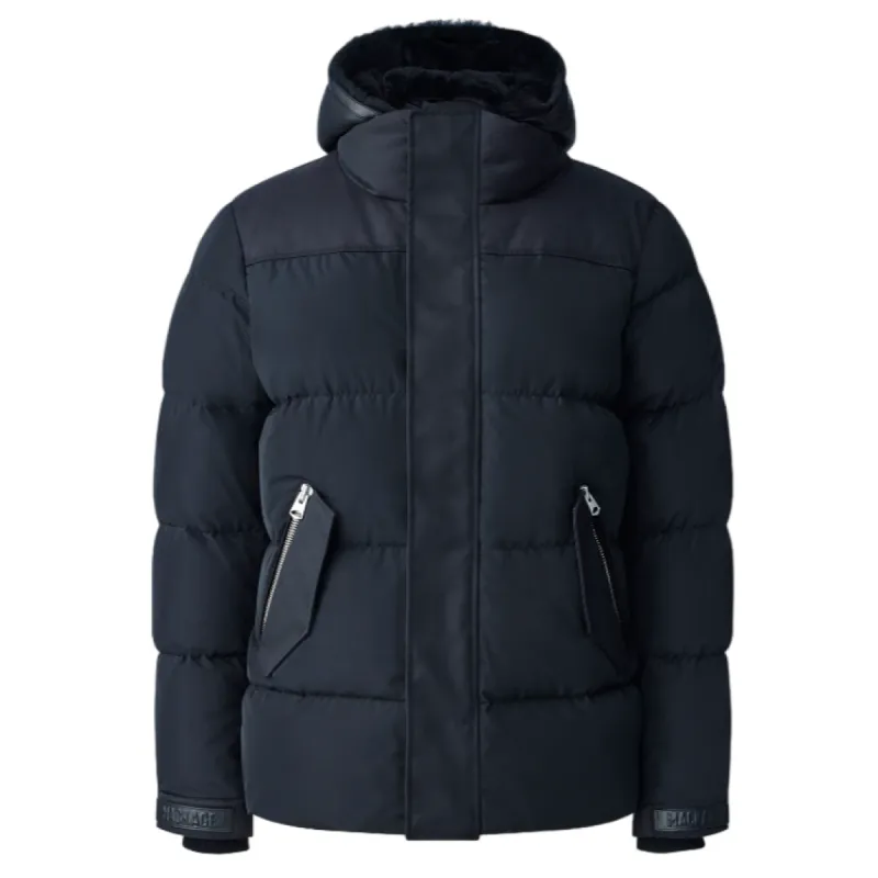 RILEY Classic Down Jacket With Removable Shearling Bib Blk/Blk Riley Black sold by J&Z Couture