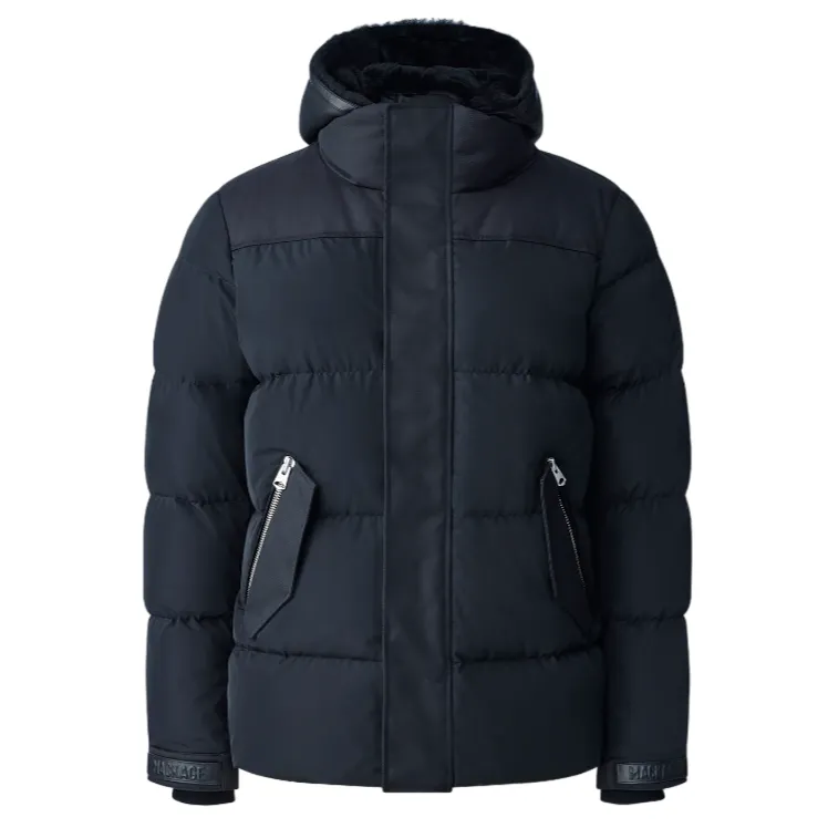 RILEY Classic Down Jacket With Removable Shearling Bib Blk/Blk Riley Black sold by J&Z Couture