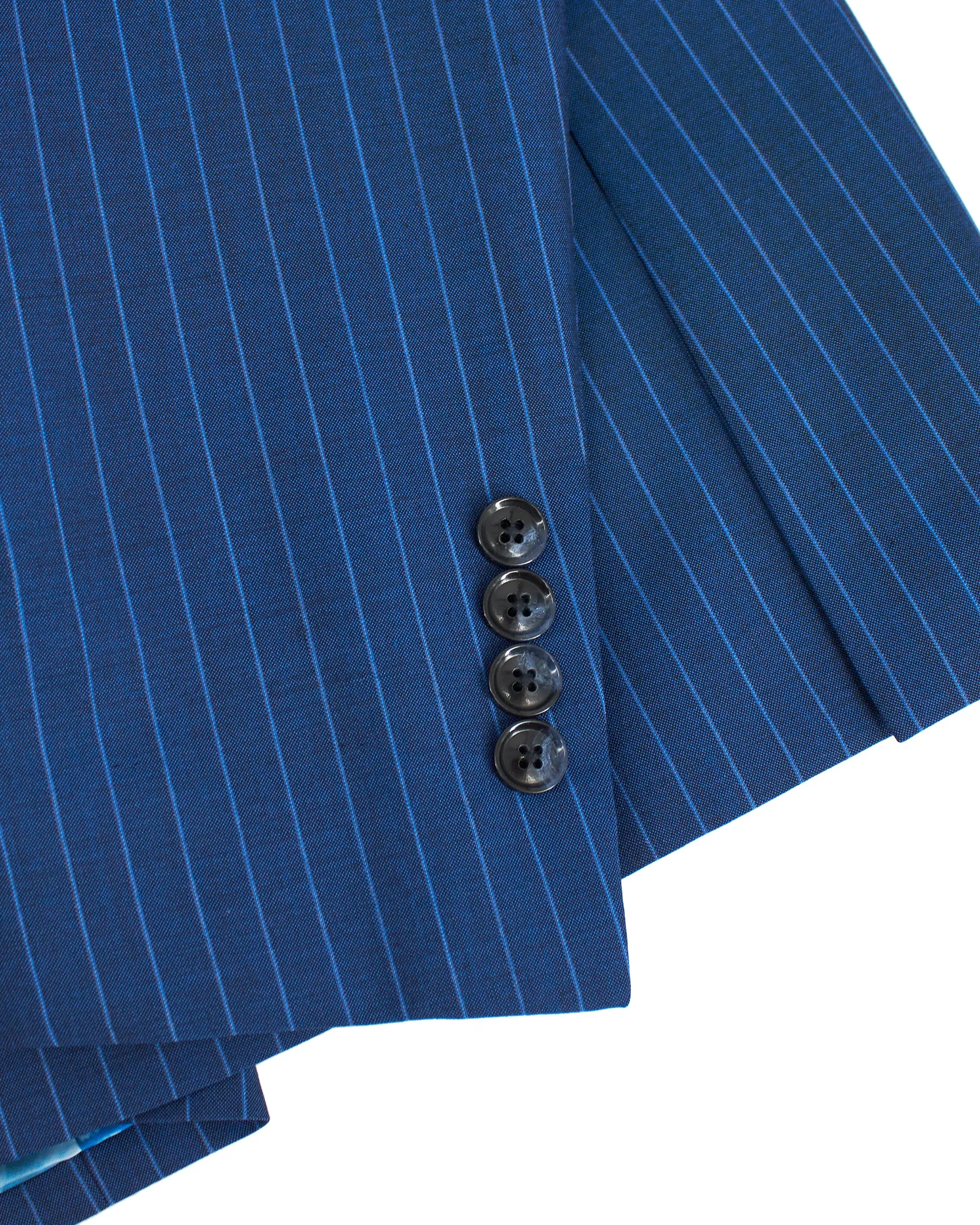 Pinstripe Stretch Suit in Bright Blue sold by J&Z Couture product image thumbnail 3