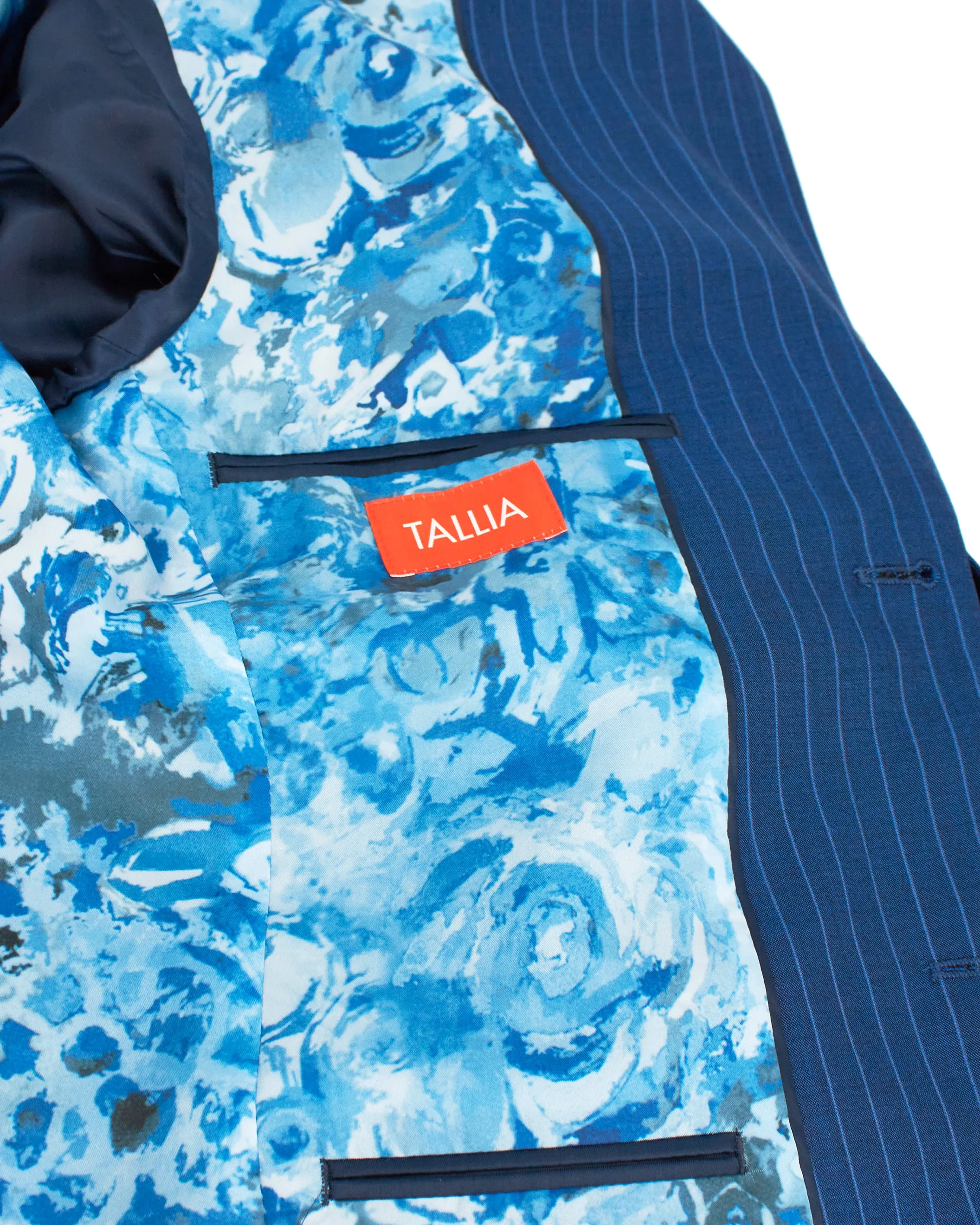 Pinstripe Stretch Suit in Bright Blue sold by J&Z Couture product image thumbnail 4
