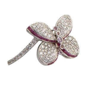 Graff Baby Princess Butterfly Ring with Pave Diamond and Pink and Purple Sapphires sold by Your Watch