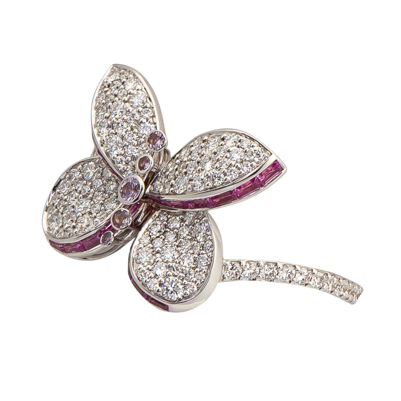 Graff Baby Princess Butterfly Ring with Pave Diamond and Pink and Purple Sapphires sold by Your Watch