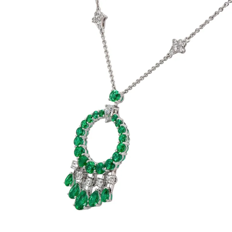 Graff White Gold And Pear Shape Emerald Gypsy Necklace sold by Your Watch