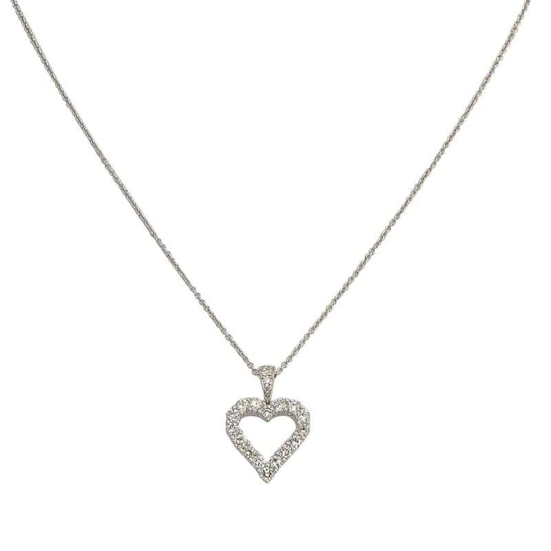 Graff White Round Diamond Heart Shape Silhouette Pendant on Chain sold by Your Watch