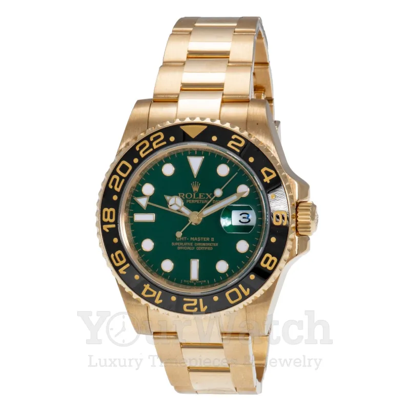 Rolex GMT Master II Yellow Gold Anniversary Green Dial 40mm Men's Watch - Pre Owned sold by Your Watch