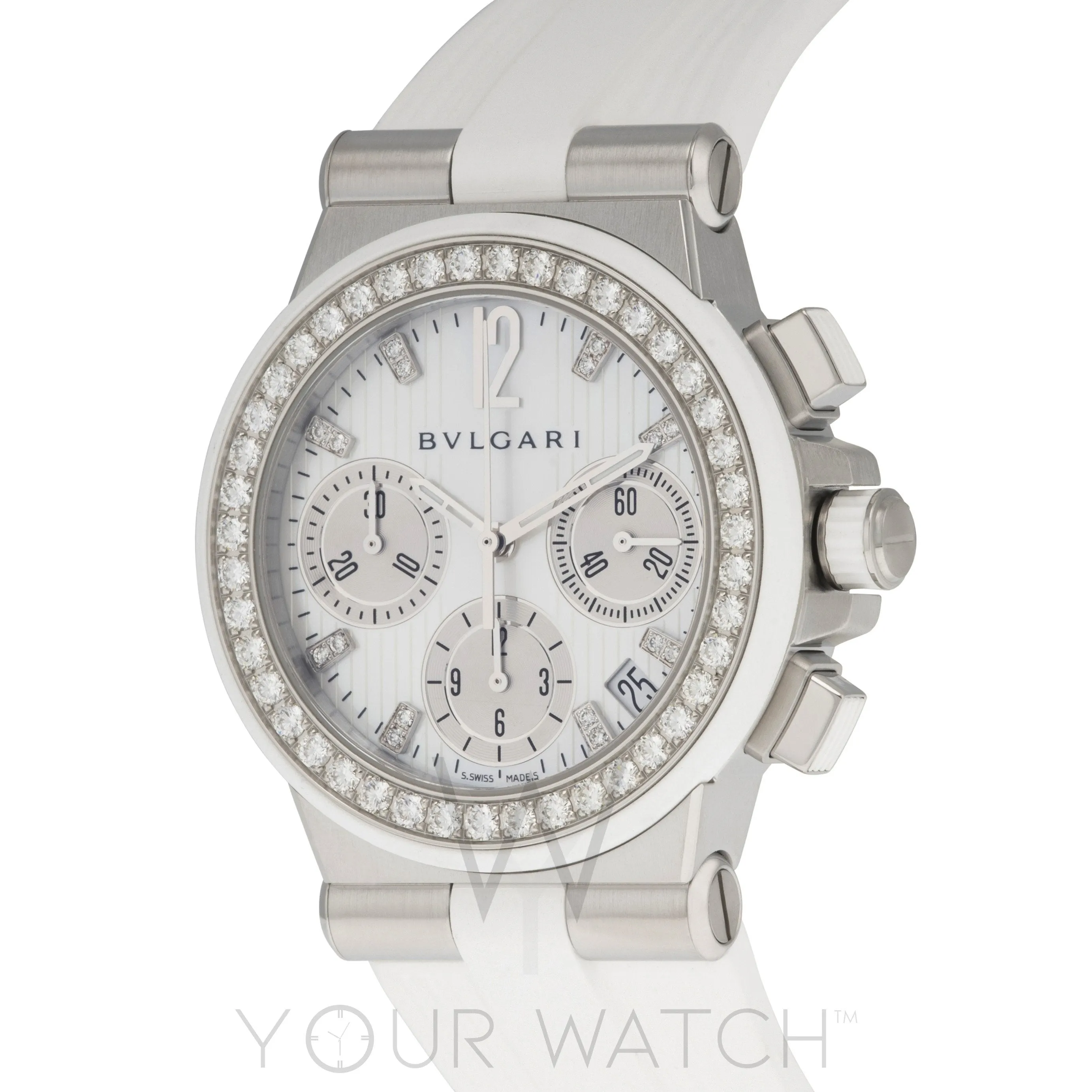 Bvlgari Diagono White Mother of Pearl Diamond Dial Chronograph Ladies' Watch 101755 sold by Your Watch product image thumbnail 2