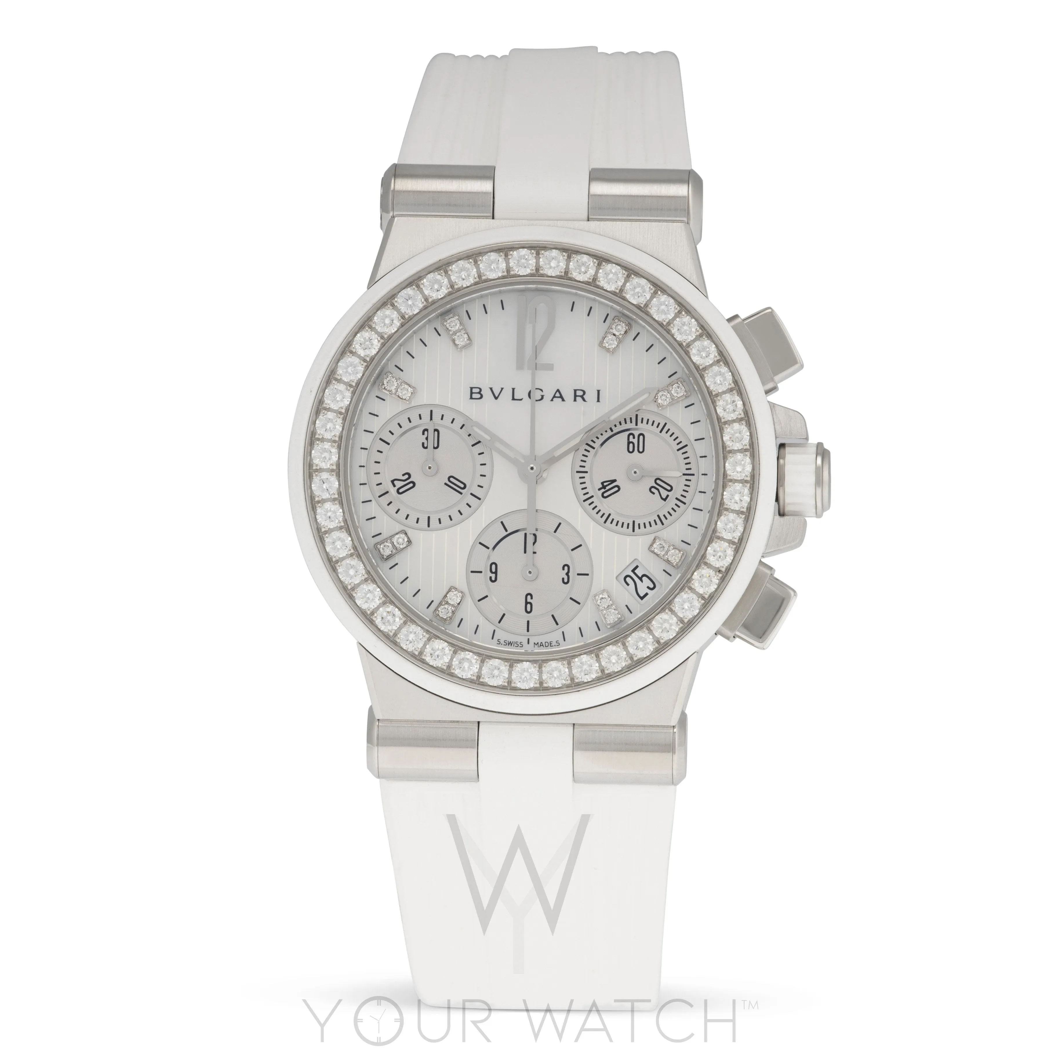 Bvlgari Diagono White Mother of Pearl Diamond Dial Chronograph Ladies' Watch 101755 sold by Your Watch