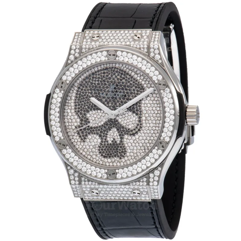 Hublot Classic Fusion Titanium Skull Full Pave 45mm Men's Watch 511.NX.9000.LR.1704.SKULL made by Hublot