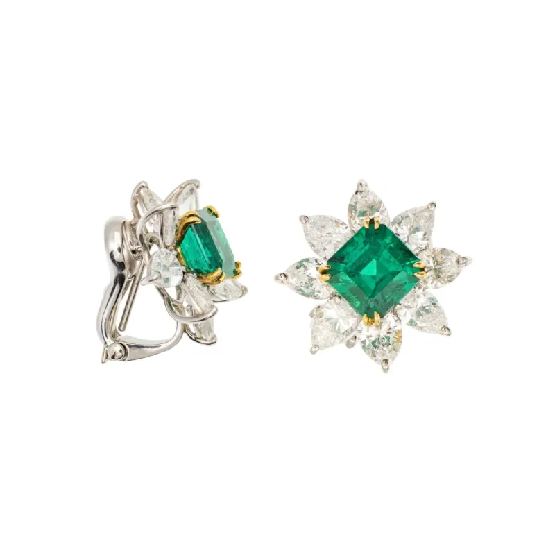 Bayco Emerald and Diamond Flower Motif Earrings  AMG567O sold by Your Watch