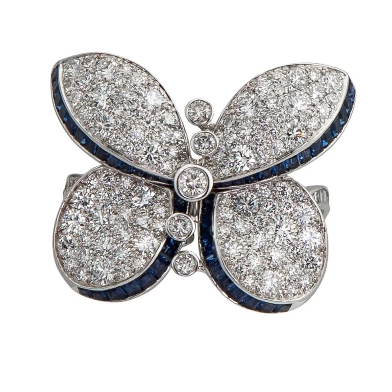 Graff Princess Butterfly Ring with Sapphires And White Round Diamonds sold by Your Watch
