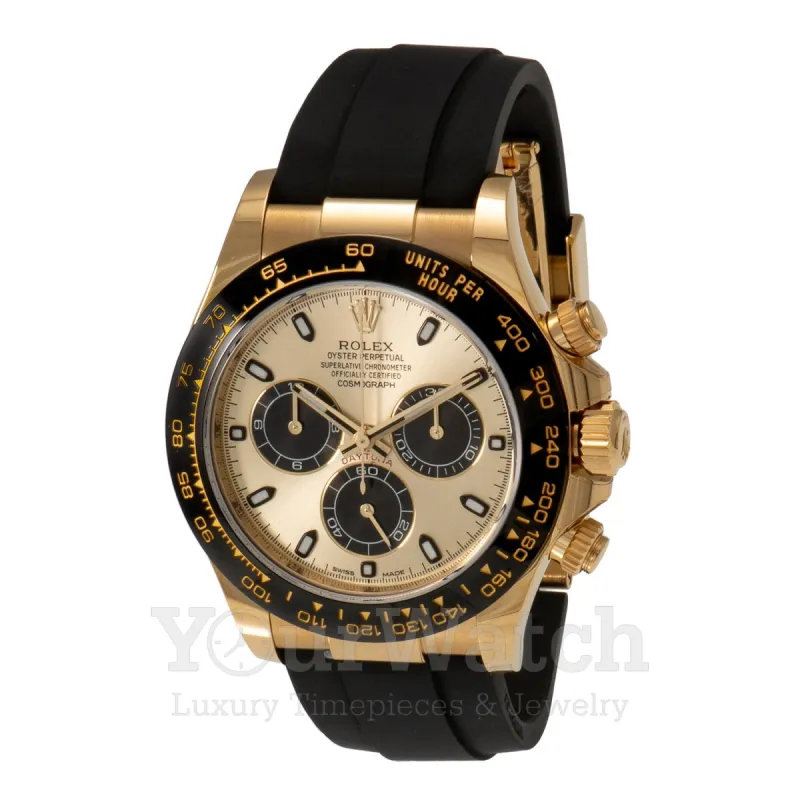 Rolex Cosmograph Daytona Champagne Black Dial Black Rubber Strap 40mm Watch sold by Your Watch