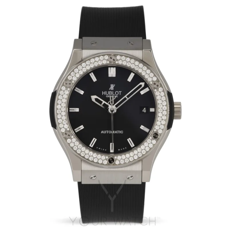 Hublot Classic Fusion Zirconium Diamond Bezel Black Dial Black Rubber Men's 45mm Watch 511.ZX.1170.RX.1104 sold by Your Watch