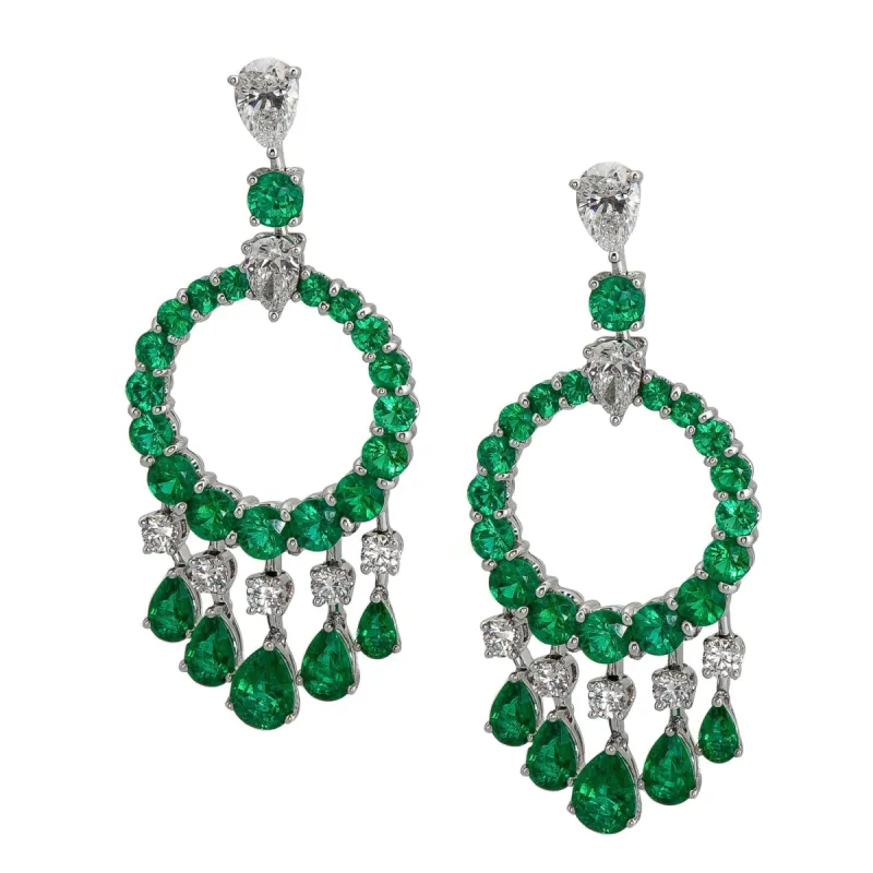Graff Gypsy Earrings White Gold  Round With Pearshape Emeralds sold by Your Watch