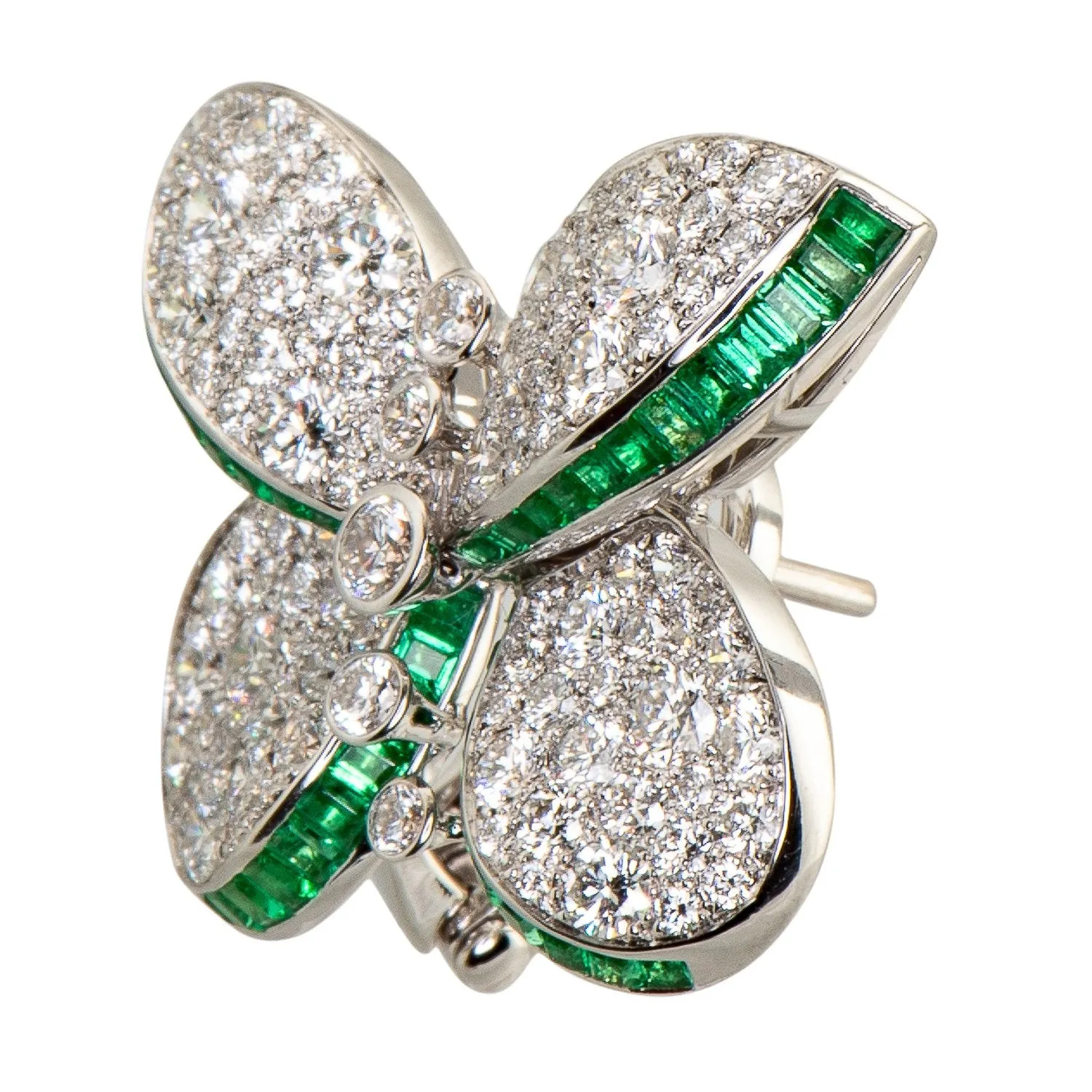 Graff Princess Butterfly Diamond and Emerald Stud Earrings sold by Your Watch product image thumbnail 2