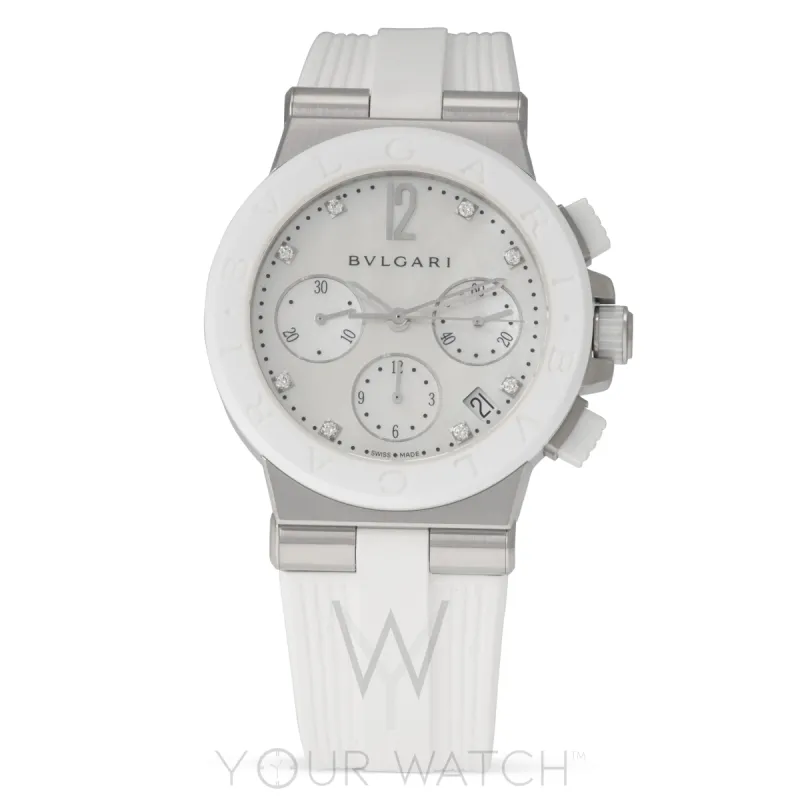 Bvlgari Diagono White Mother of Pearl Chronograph Ladies' Watch 101993 sold by Your Watch