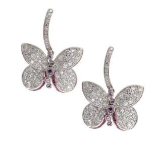 Graff Baby Princess Butterfly Earrings With Diamonds And Pink And Purple Sapphires sold by Your Watch