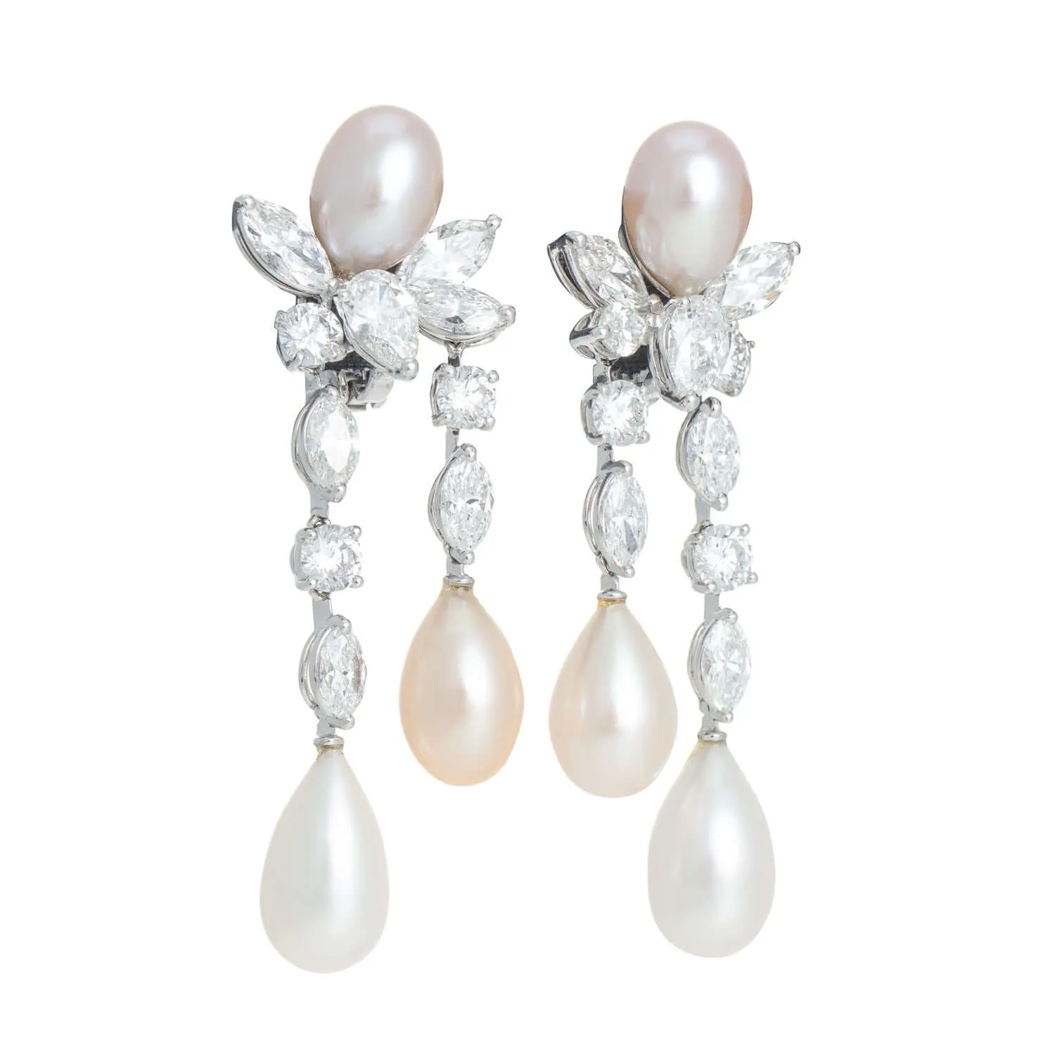Graff Platinum and White Gold Diamond and Pearl Drop Earrings sold by Your Watch product image thumbnail 2