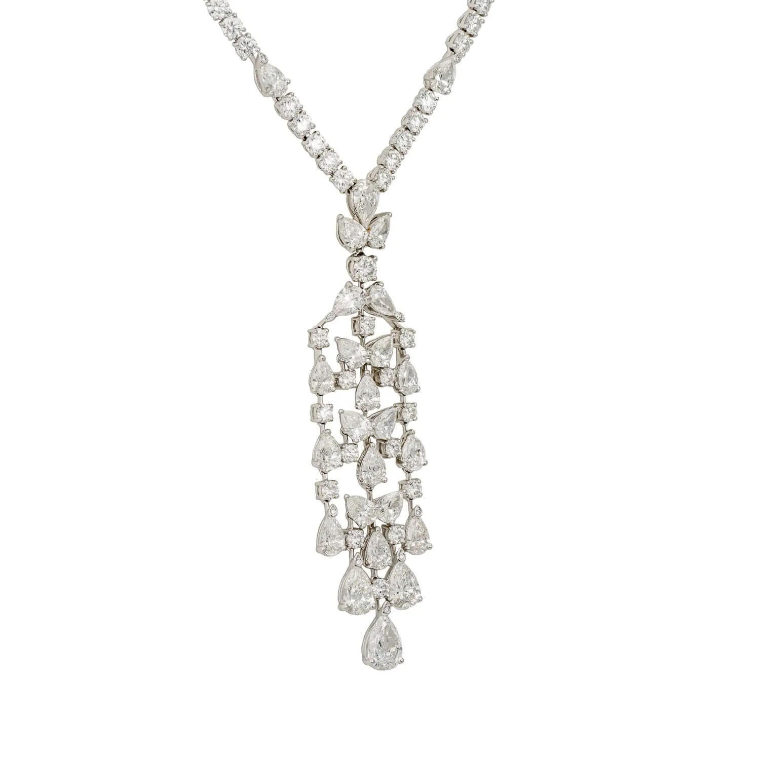 Graff Platinum and White Gold Diamond Knifebar Chandelier Necklace TTW 36.61ct sold by Your Watch product image thumbnail 2