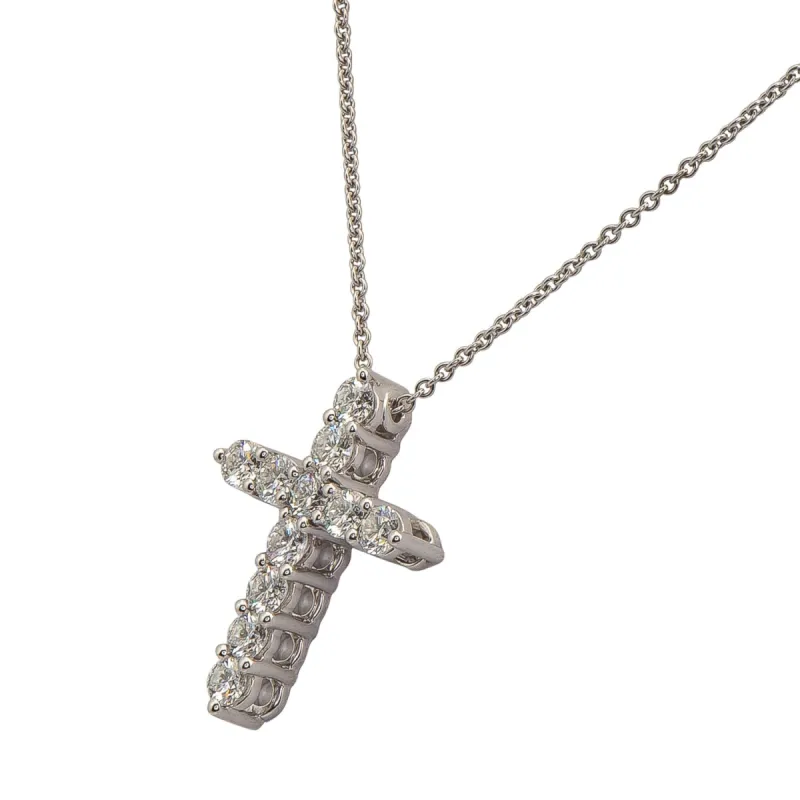 Graff Medium White Round Diamond Cross Pendant On a Chain made by Your Watch