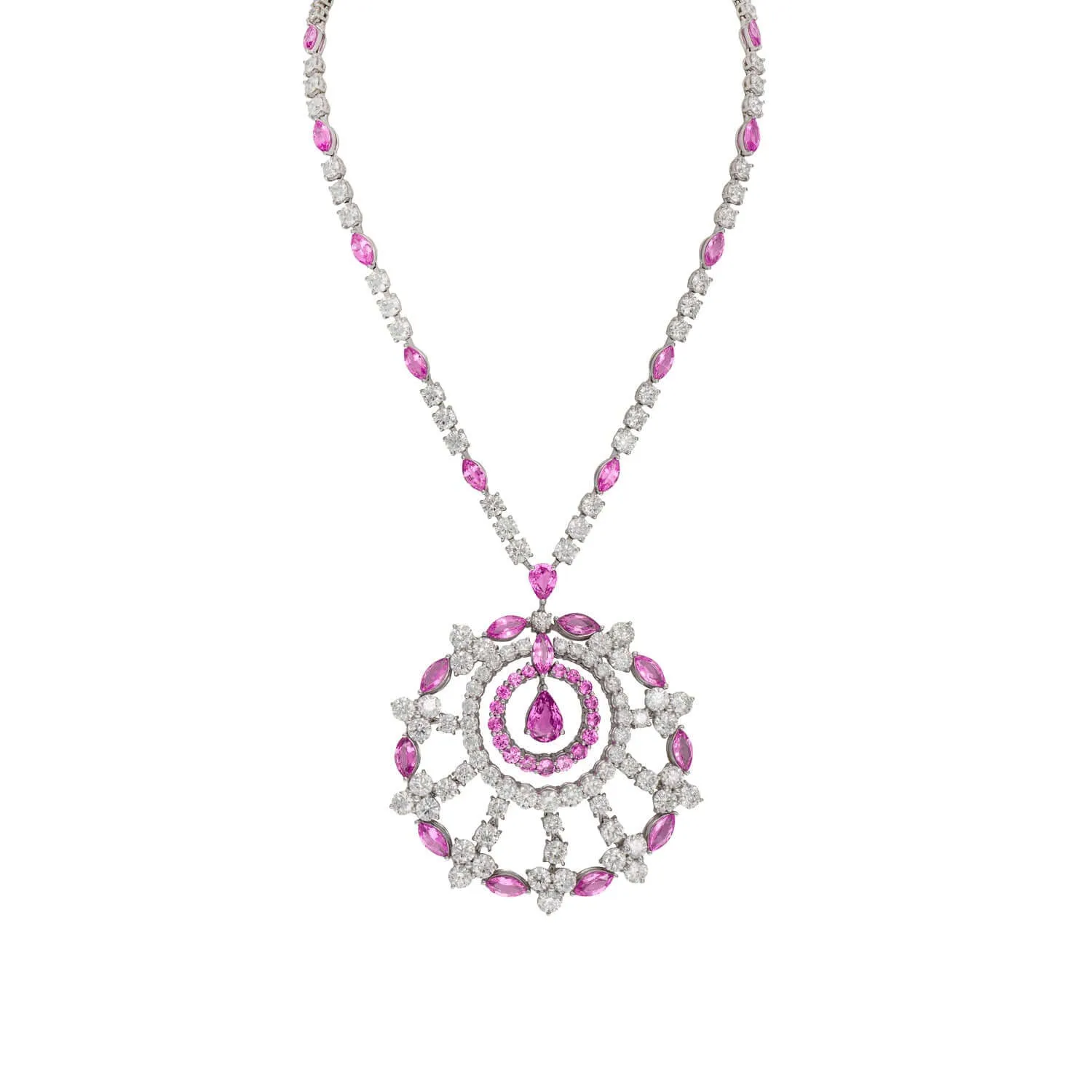 Graff White Gold Diamond and Pink Sapphire Large Snowflake Necklace sold by Your Watch product image thumbnail 2