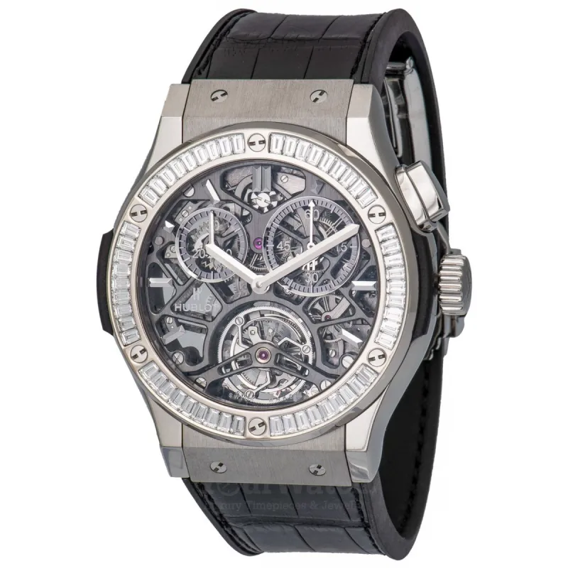 Hublot Classic Fusion Tourbillon Chronograph Skeleton Baguettes 45mm Men's Watch 506.NX.0170.LR.1904 sold by Your Watch