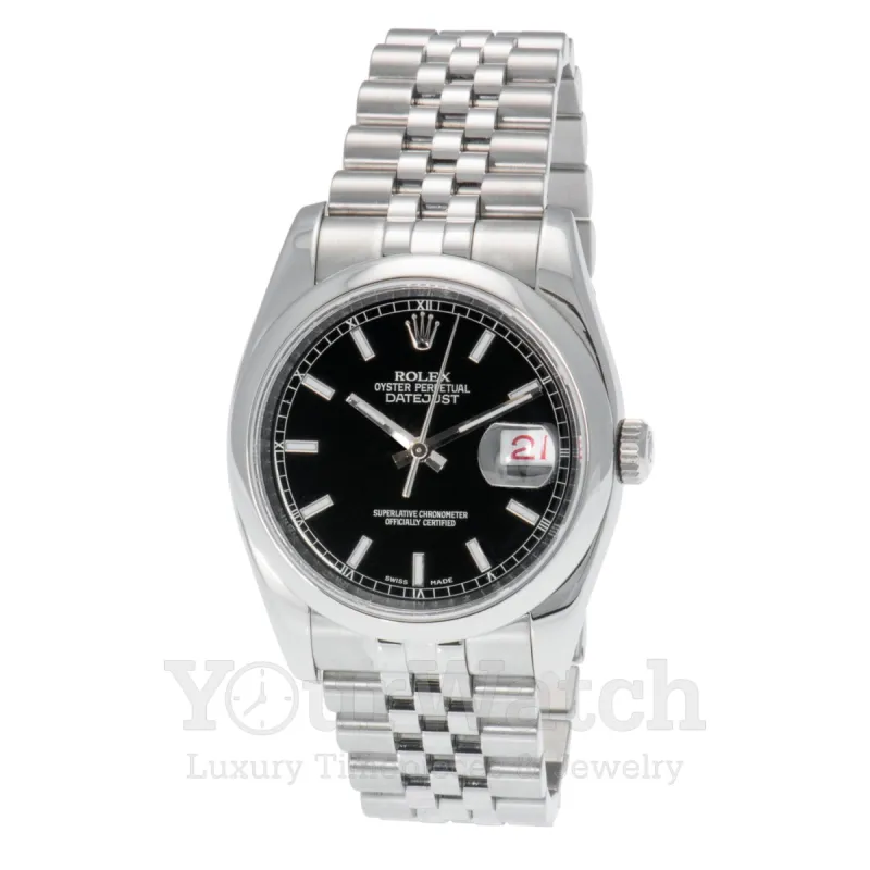 Rolex Datejust Stainless Steel Black Dial 36mm Watch - Pre Owned 116200BKSJ sold by Your Watch