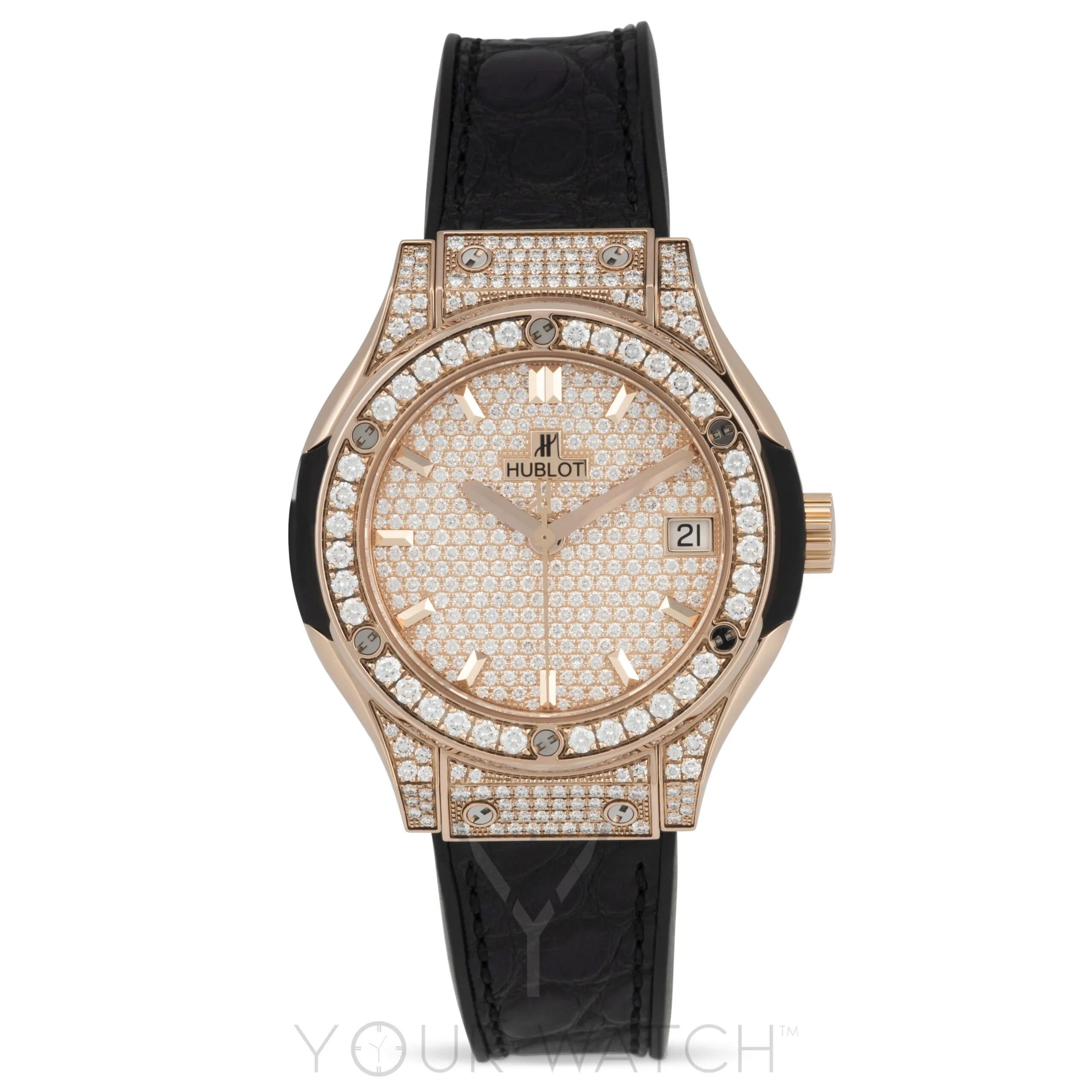 Hublot Classic Fusion Quartz 18kt Rose Gold Diamond 33mm Ladies' Watch 581.OX.9010.LR.1704 sold by Your Watch