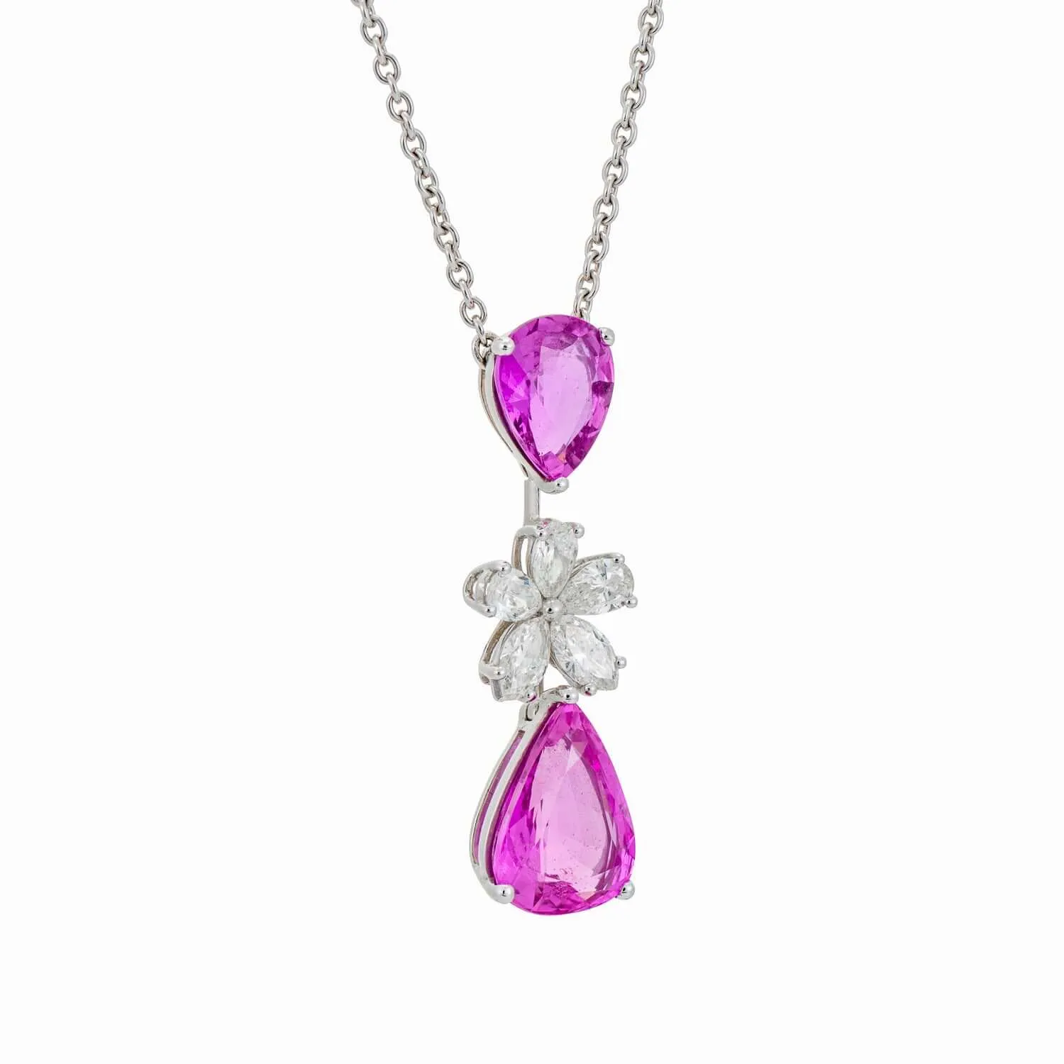 Graff Pink Sapphire and Diamond Flower Motif Drop Necklace sold by Your Watch