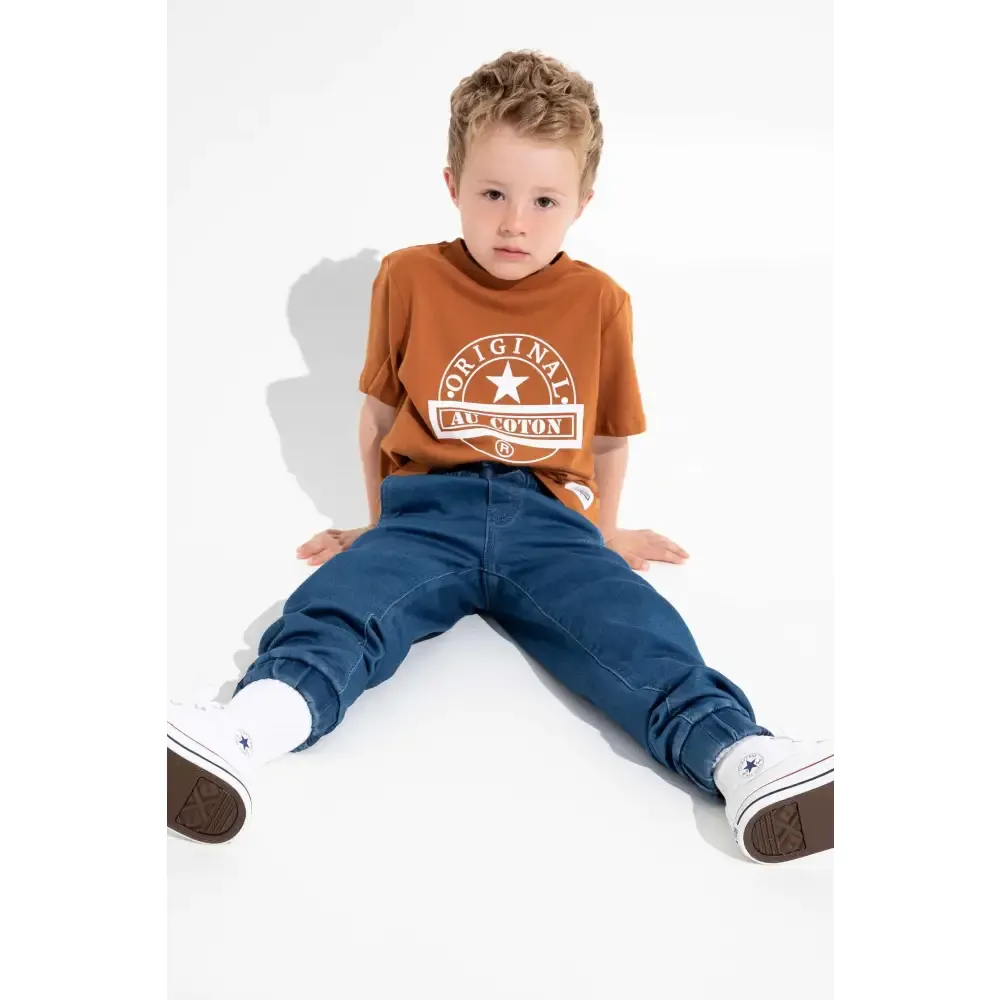 Jogger unisexe denim envers ratiné pour enfant sold by Au Coton product image thumbnail 5