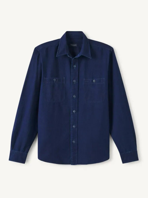 Portuguese Washed Indigo Utility Shirt Shirt made by Proper Cloth