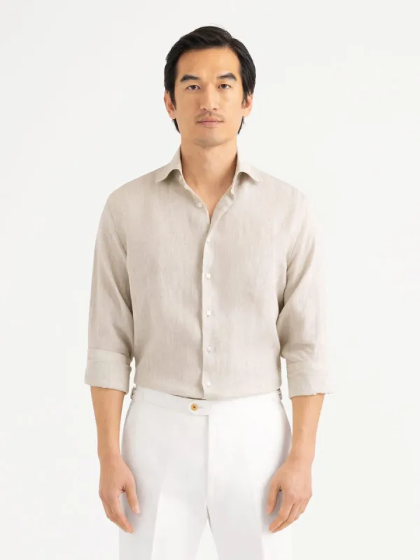Baird McNutt Natural Beige Irish Linen Dress Shirt Shirt sold by Proper Cloth