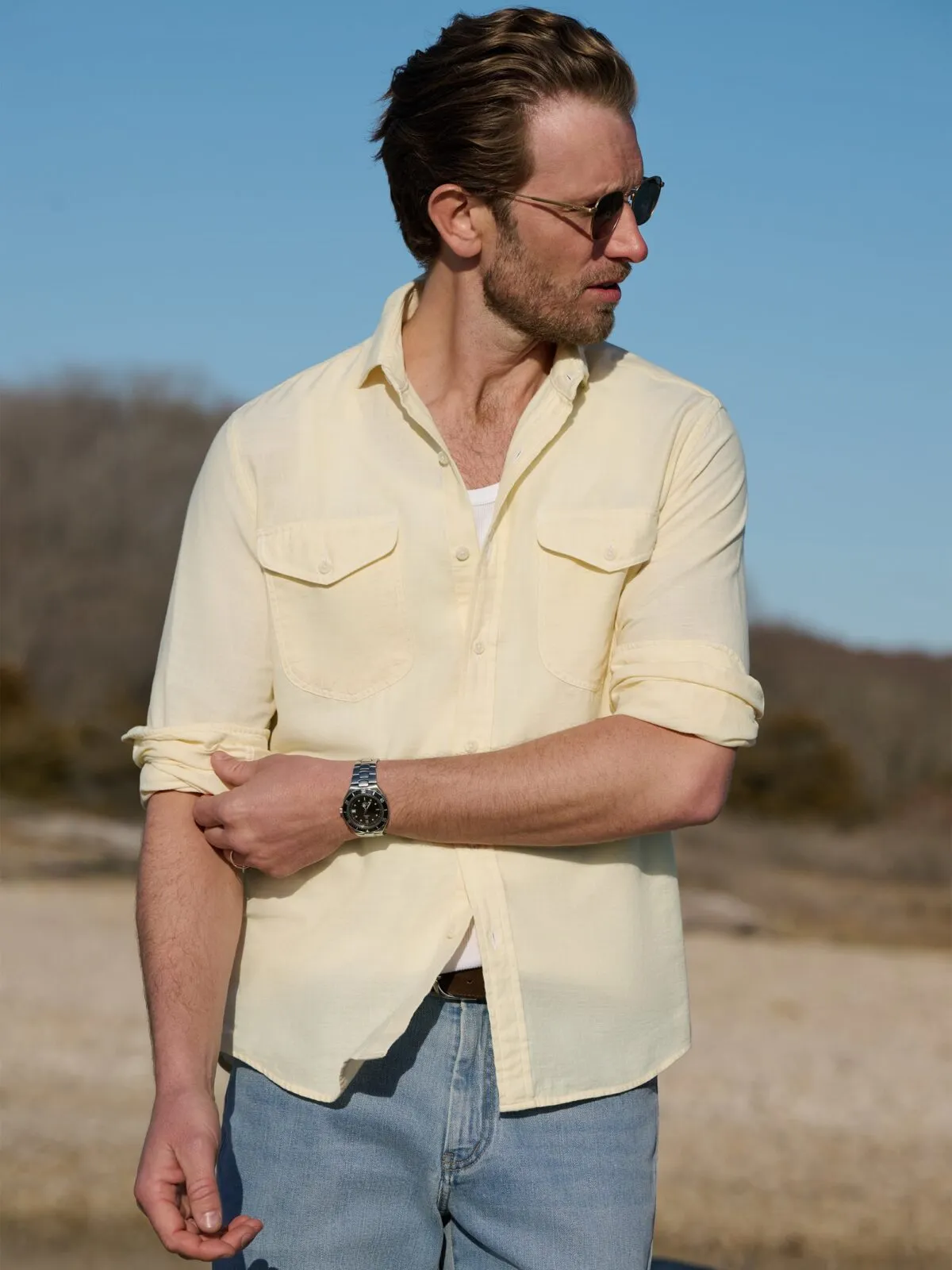 Albini Butter Lightweight Slub Twill Shirt Shirt sold by Proper Cloth