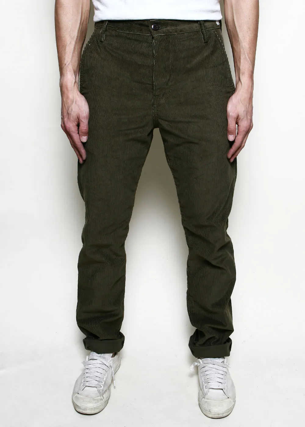 Officer Trousers High // Olive Corduroy sold by Rogue Territory