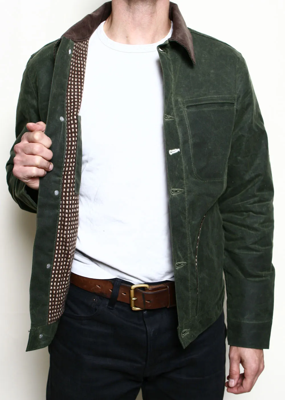Supply Jacket // Lined Olive Ridgeline Wool Dot sold by Rogue Territory