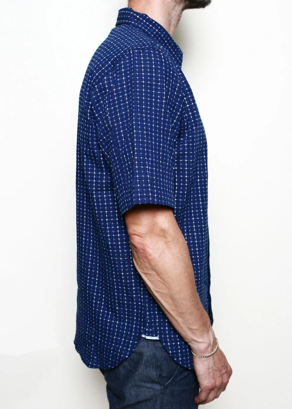Oxford Shirt // Indigo Sashiko Grid sold by Rogue Territory product image thumbnail 3