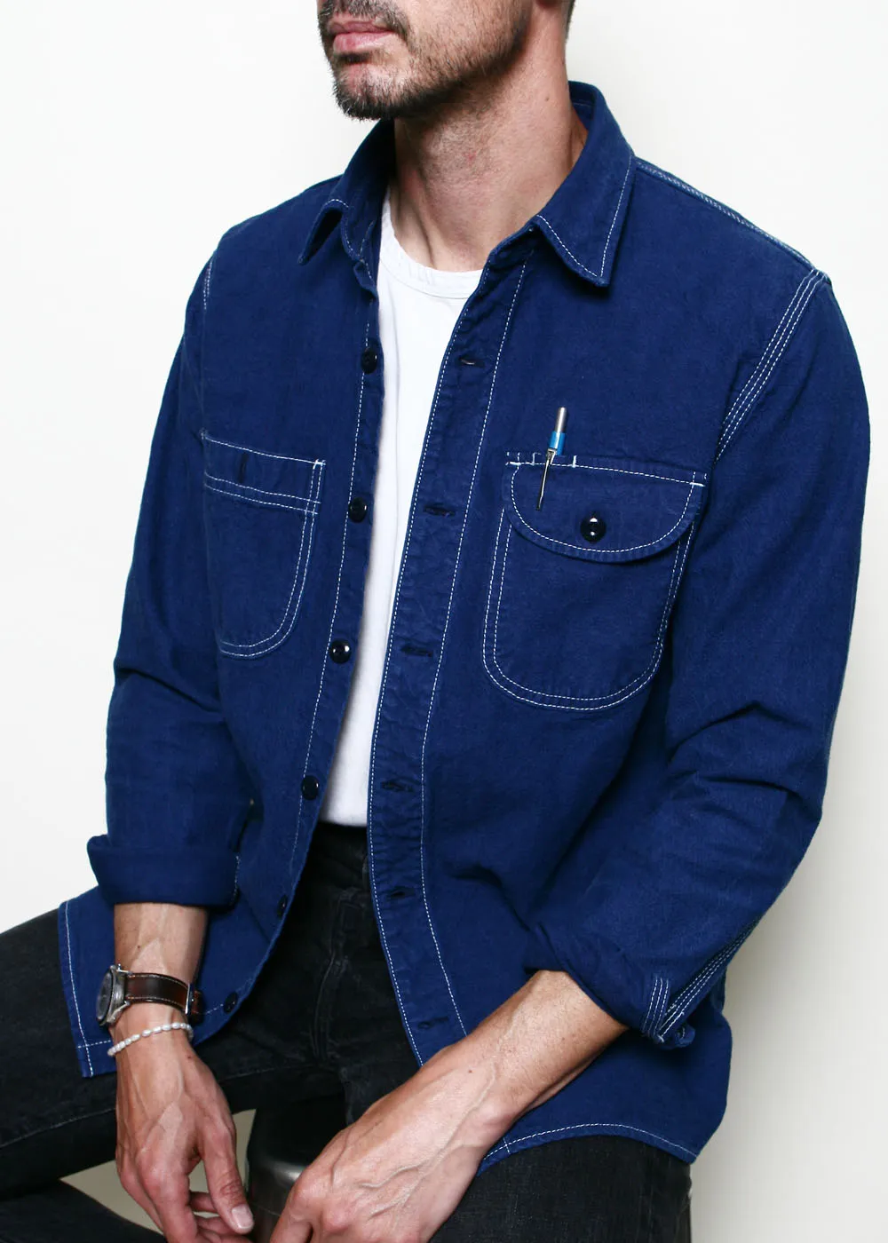 Work Shirt // Overdyed Blue sold by Rogue Territory product image thumbnail 5